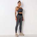 New High Quality Women Yoga Suit Straight Neck Ribbed Knit Set Crop Workout Outfit Stretchy Casual Sport Wear